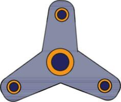 Three arms of spinner toy icon in blue color with stroke. vector