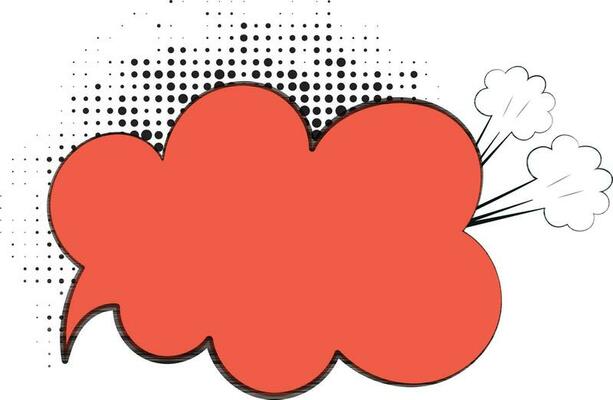 Pop art style empty red speech bubble.
