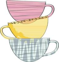 Flat illustration of colorful cups. vector