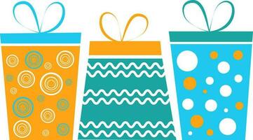 Colorful gift boxes with ribbon. vector