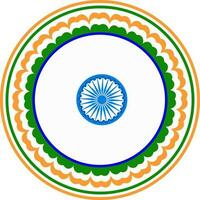 Indian Flag color circular frame with Ashoka Wheel. vector