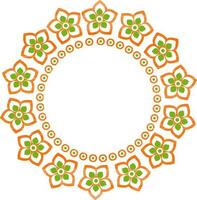 Circular frame with beautiful flowers. vector