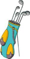 Flat illustration of golf clubs in bag. vector
