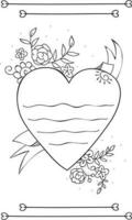 Hand drawn heart with flowers. vector