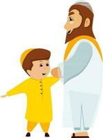 Cartoon character of muslim father and son. vector