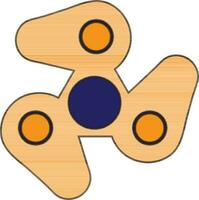 Orange color of spinner toy with three arms. vector