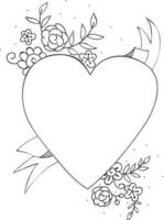 Hand drawn heart with floral elements. vector