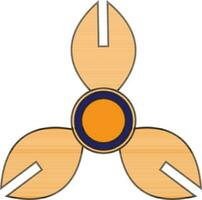 Orange color of spinner toy icon for playing. vector