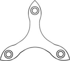 Three arms of spinner toy for playing concept in stroke. vector