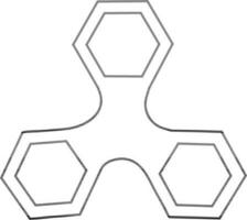 Hexagon shape of three arms in spinner toy in stroke. vector