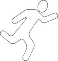 Character of a faceless running man in black line art. vector