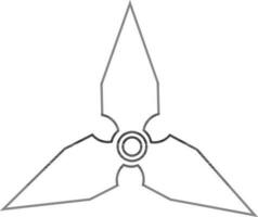 Three pointed arms in spinner toy in stroke style. vector