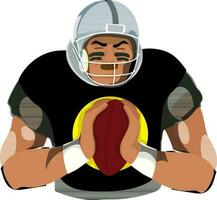 Character of rugby player holding ball. vector