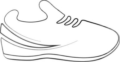 Flat style shoe in black line art. vector