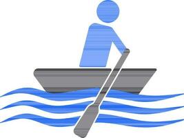 Symbol of a person rowing a boat. vector