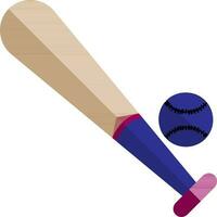 Blue baseball and brown bat. vector