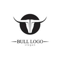 Bull horn and buffalo logo and symbols template icons app vector