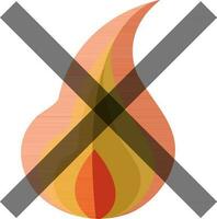 Icon of no fire sign in flat style. vector