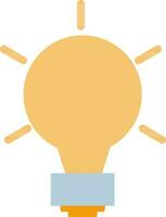 Yellow electric bulb with orange rays in flat style. vector