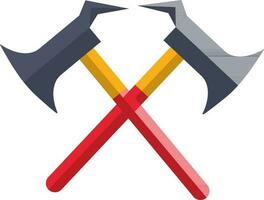 Icon of cross fire axe in flat style. vector