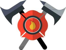 Fire department emblem with cross fire axe in flat style. vector