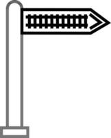 Railroad sign board in black and white color. vector