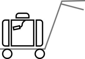 Luggage trolley with suitcase. vector