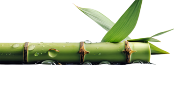 Close up of Fresh Bamboo with Water Drops on Transparent Background. . png