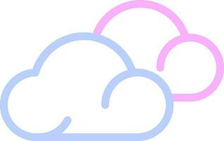 Clouds Icon In Blue And Pink Outline. vector