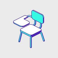 Chair with arm desk isometric vector illustration