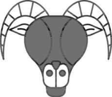 plano estilo de Aries zodíaco icono o símbolo en gris y blanco color. vector