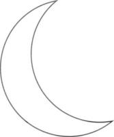 Black line art illustration of a half moon. vector