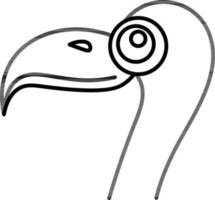 Flat Style Flamingo Face Icon in Black Line Art. vector