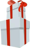 3D gift boxes with red ribbon. vector
