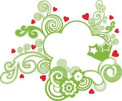 Floral design decorated hearts, star and flowers on background. vector