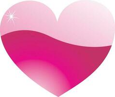 Glossy pink heart on white background. vector