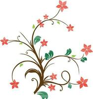 Branch decorated flowers and leaves. vector