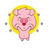 Cute happy pig cartoon character. Adorable animal concept design. Isolated white background. Vector art illustration.