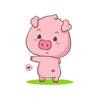 Cute pig cartoon character. Adorable animal concept design. Isolated white background. Vector art illustration