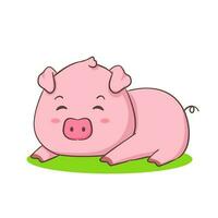 Cute pig cartoon character sleeping. Adorable animal concept design. Isolated white background. Vector art illustration.