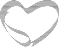 Silk glossy ribbon gray heart over white. vector