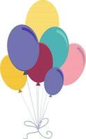 Realistic colorful bunch of flying balloons. vector