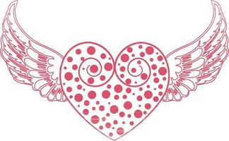 Stylized heart with wings floral design. vector