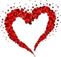 Glossy red small hearts decorated big heart. vector