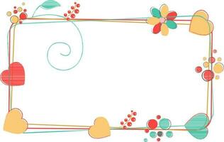 Frame from wild charming flowers and heart. vector