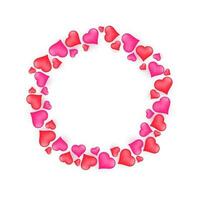 Glossy hearts decorated circle. vector