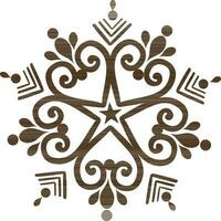 Decorated brown snowflake in flat style. vector