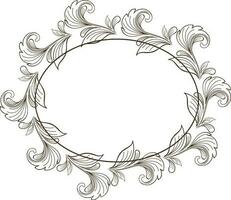 Round frame decorated brown floral pattern. vector