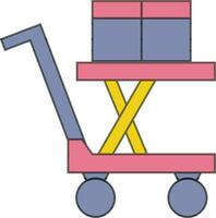 Flat style illustration of colorful handcart. vector