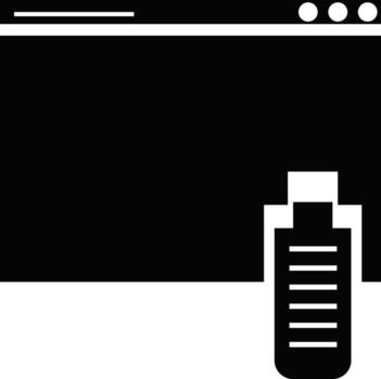 Browser window with Usb icon. vector